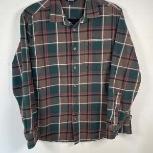 Eddie Bauer Men's Large Heavyweight Cotton Flannel Plaid Shirt
